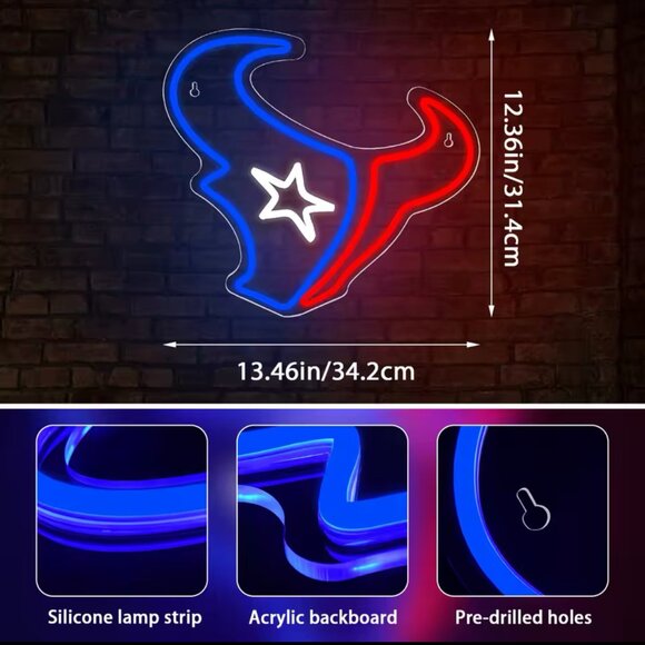 HOUSTON TEXANS NEON LED SIGN - Picture 2 of 5